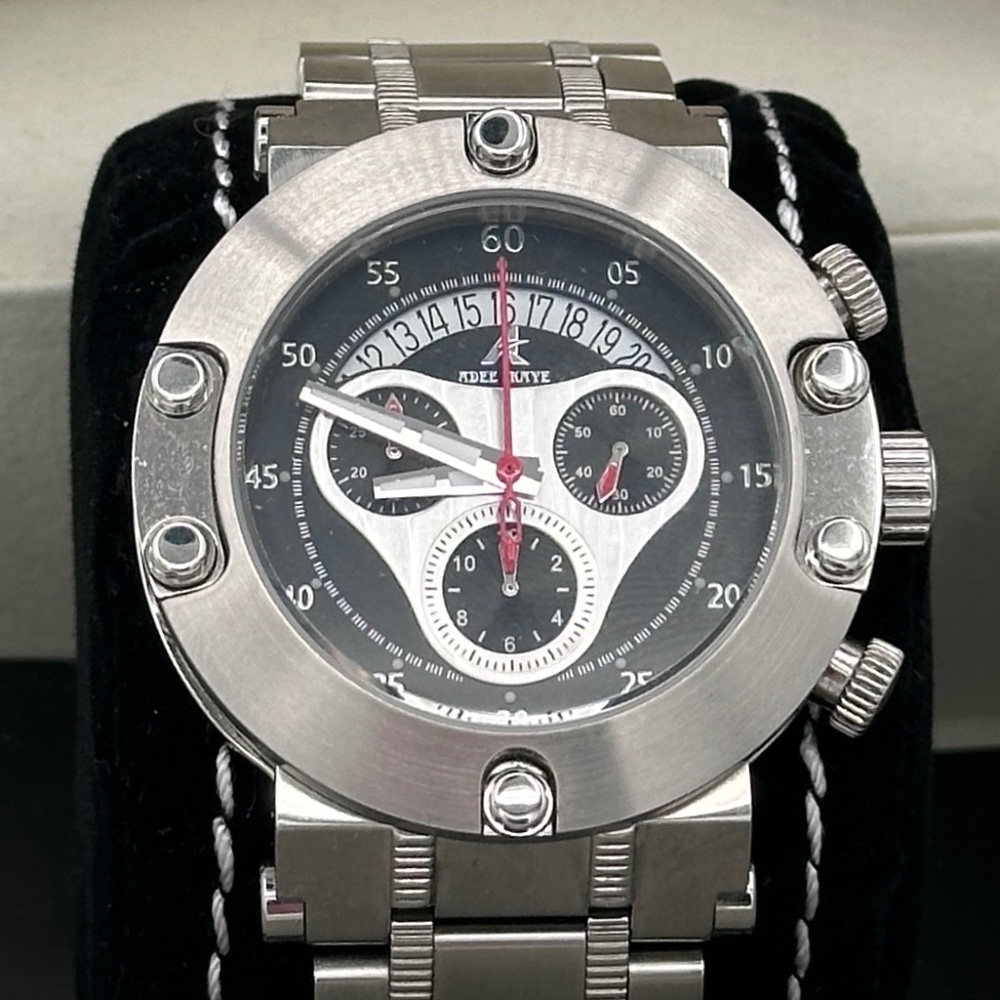 Adee Kaye Watch Men's Black Chronograph AK7130M Beverly Hills Stainless